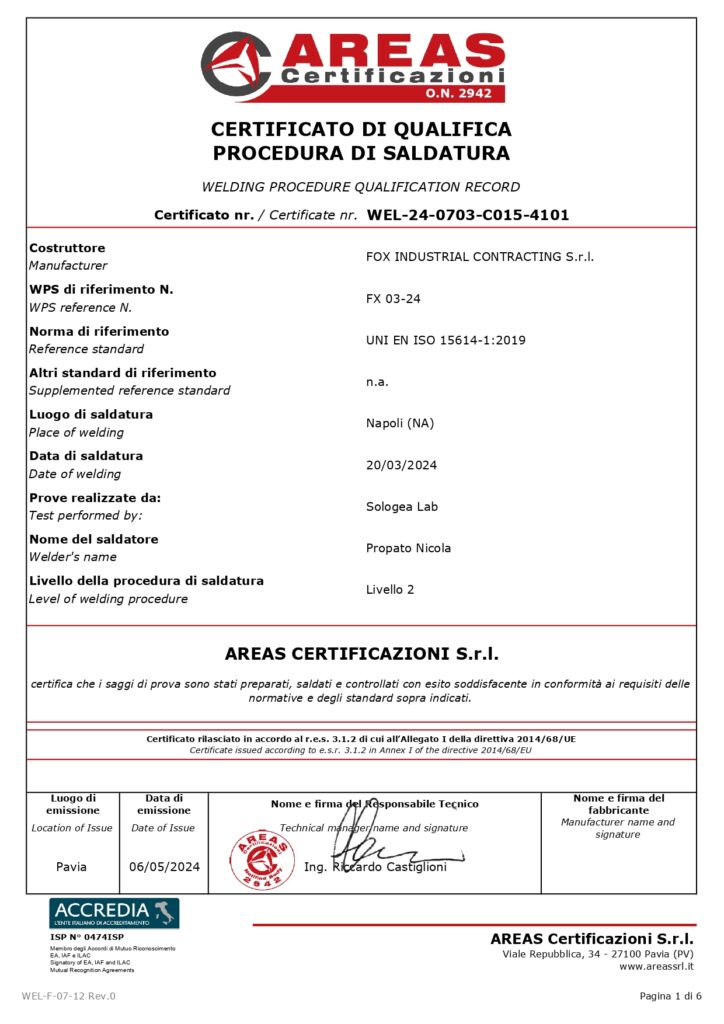 Certificato WEL-24-0703-C015-4101
